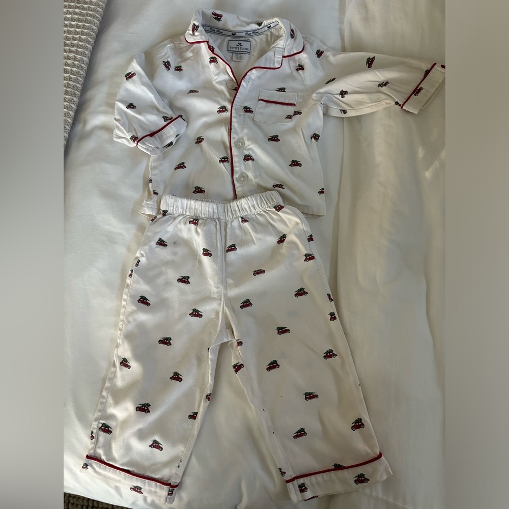 Petite Plume: Kid's Twill Pajama Set in Holiday Journey 12-18 Months